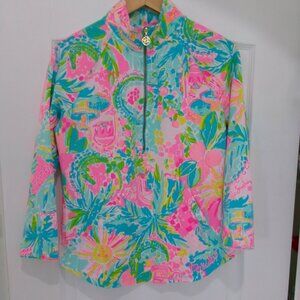 Like New Lilly Pulitzer The Skipper Loves Florida Popever Half-Zip Top S UPF 50